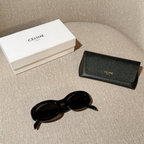 Celine Black Oval Sunglasses | SHOPBOP Chic Simple Designer Shades - Picture 4 of 8